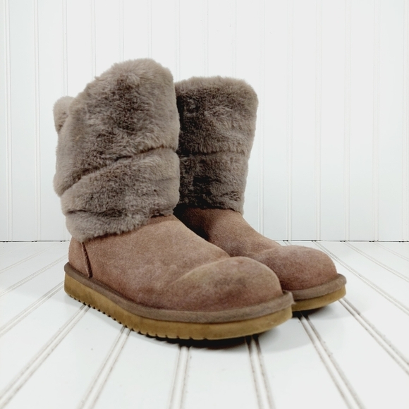Koolaburra By Ugg Dezi Short Cinder Suede Sheepskin Boots B12 - Picture 4 of 11